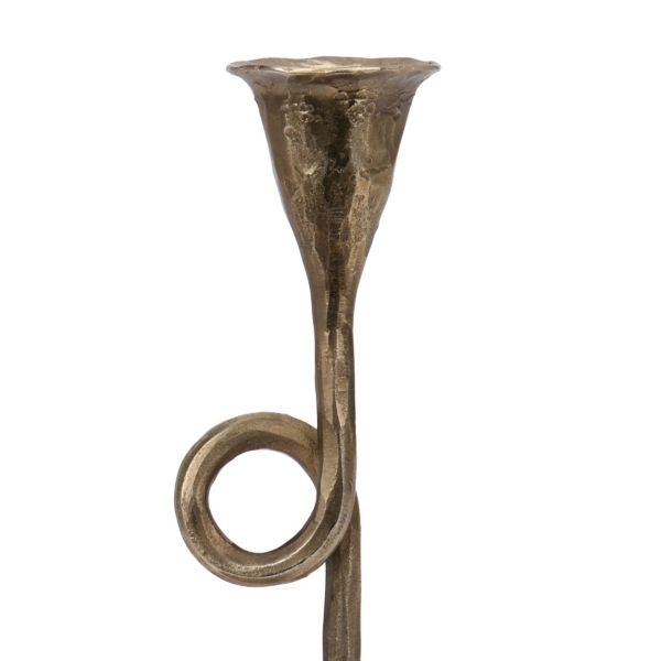 Gold French Horn Taper Candle Holder, 11.5 in.