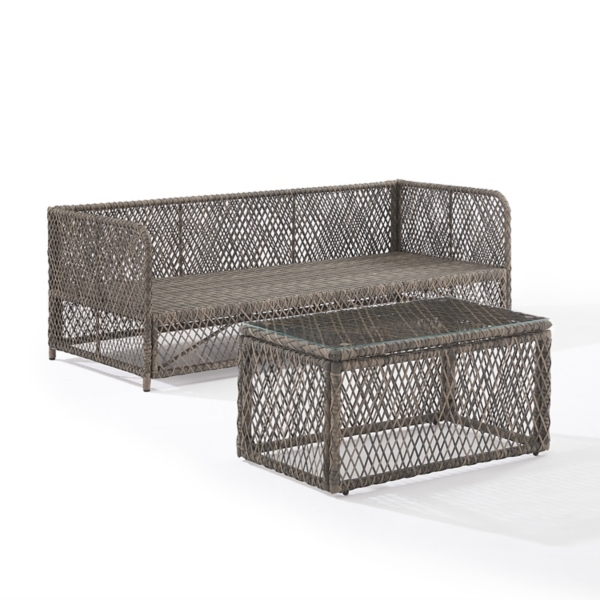 Gray Wicker 2-pc. Outdoor Sofa Set