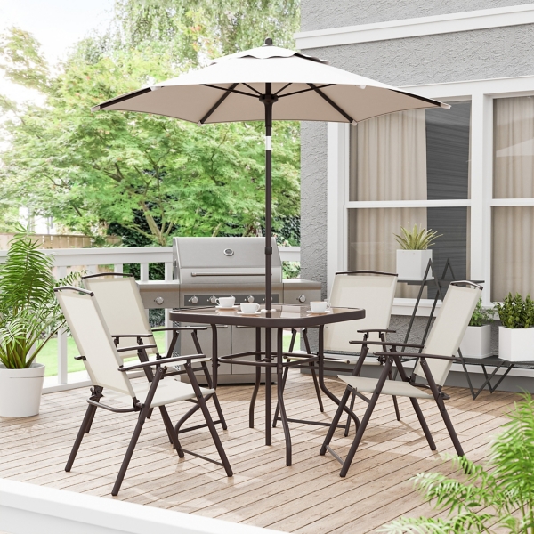 Beige 6-pc. Outdoor Patio Set with Umbrella