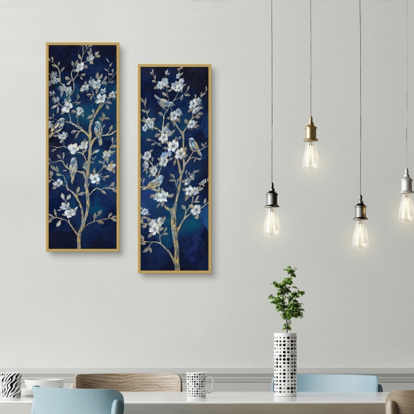 Indigo Spring Framed Canvas Art Prints, Set of 2