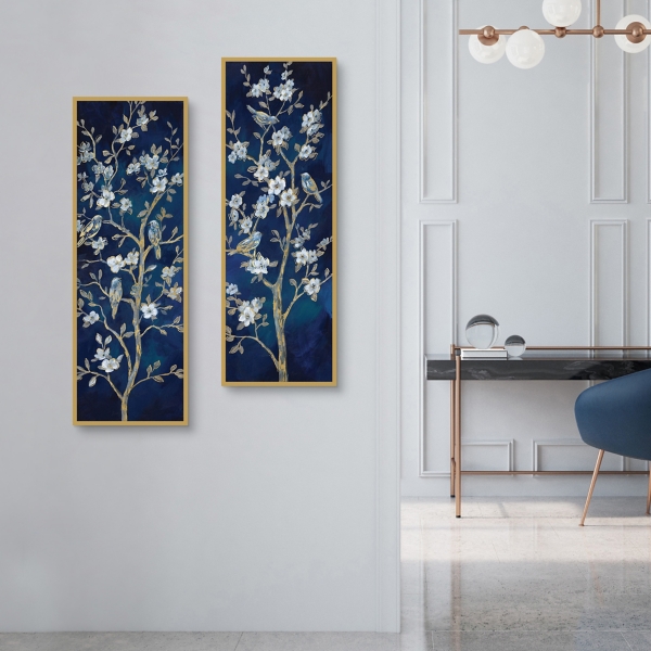 Indigo Spring Framed Canvas Art Prints, Set of 2