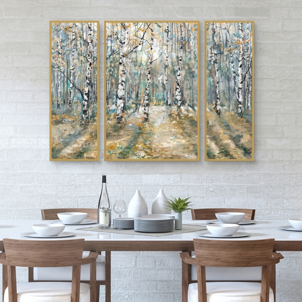 Kaleidoscope Trees Framed Canvas Prints, Set of 3