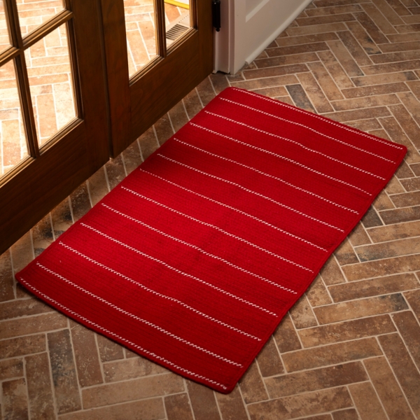 Red and White Striped Scatter Rug