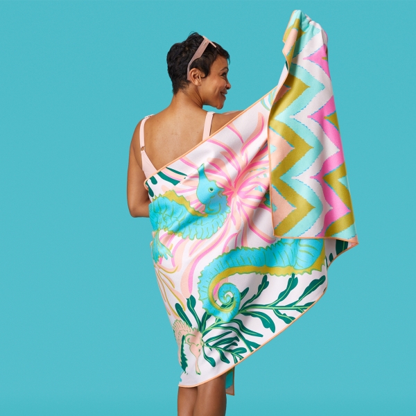Seahorses Reversible Microfiber Beach Towel