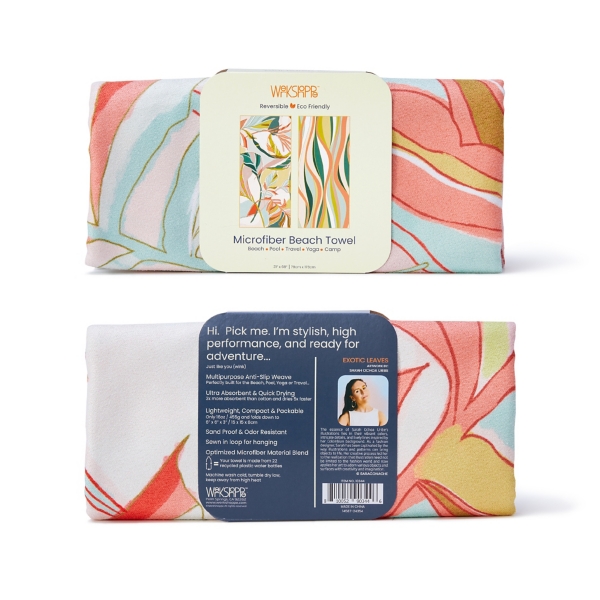 Exotic Leaf Reversible Microfiber Beach Towel