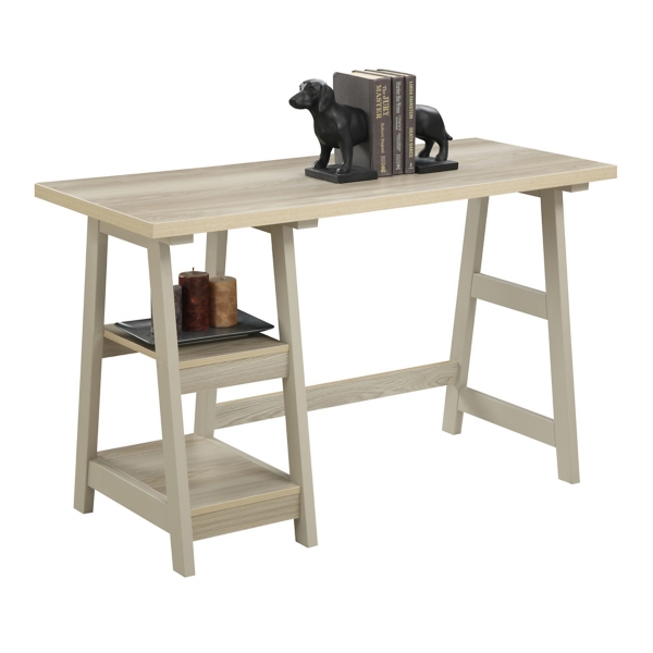 Ivory Trestle Desk with Shelves