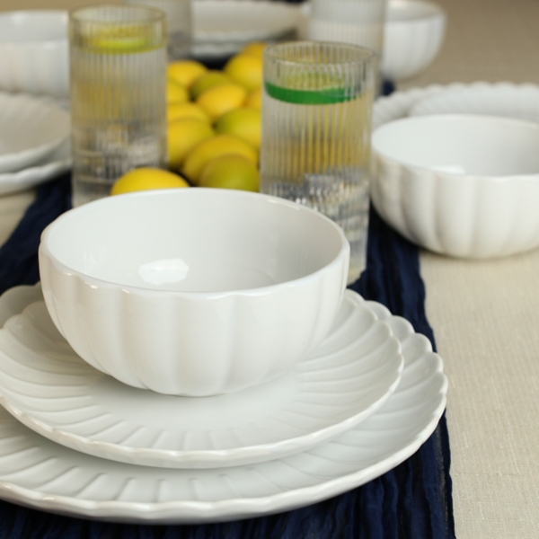 White Porcelain Petal Salad Plates, Set of 4