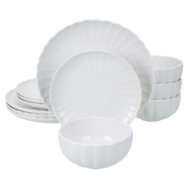 White Porcelain Petal 12-pc. Dinnerware Set | Kirklands Home