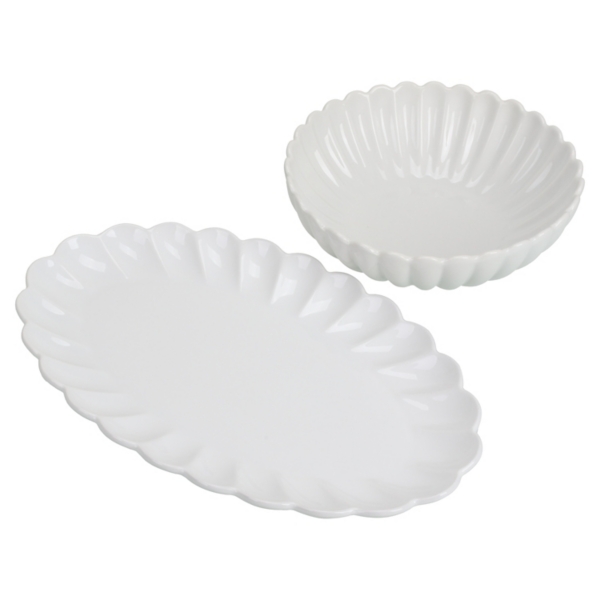 White Porcelain Petal Serving Bowl & Platter Set | Kirklands Home