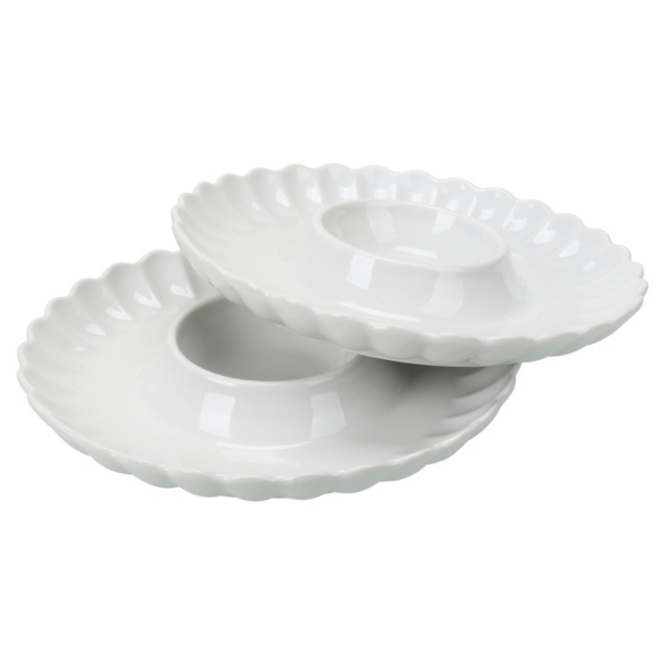 White Porcelain Petal 2-pc. Chip & Dip Platter Set | Kirklands Home