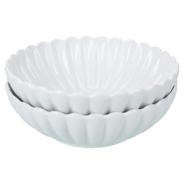 White Porcelain Petal Serving Bowls, Set of 2 | Kirklands Home