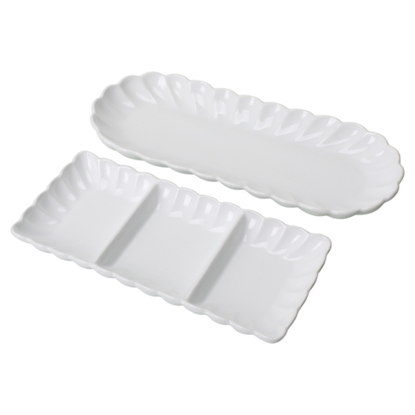 White Porcelain Petal 2-pc. Platter & Dish Set | Kirklands Home