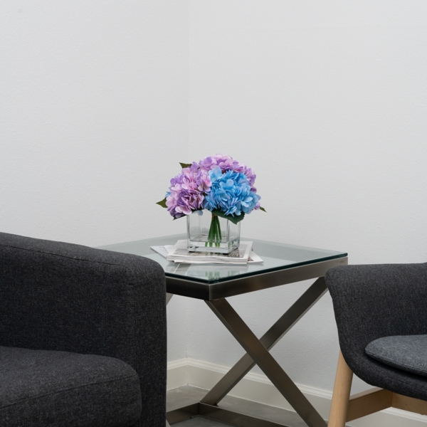 Blue and Purple Hydrangea Arrangement