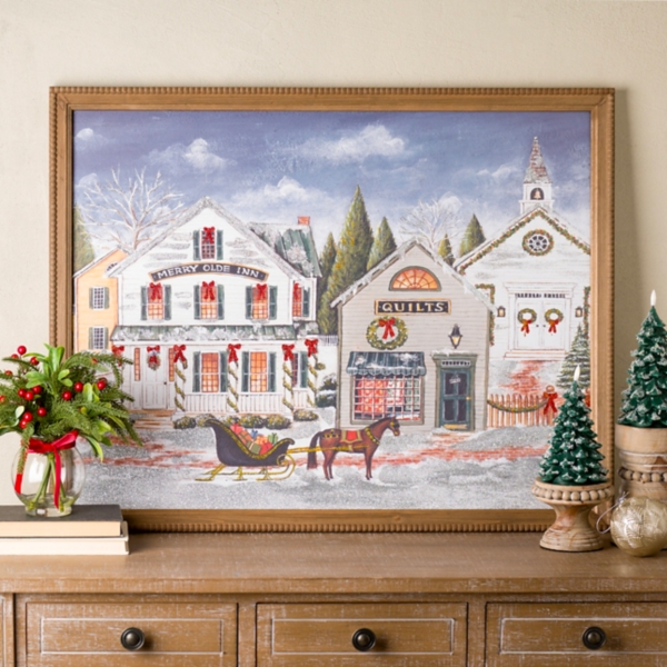 Winter Wonderland Town Framed Art Print