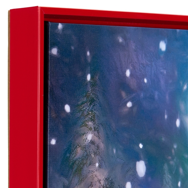 LED Santa with Reindeer Framed Canvas Art Print