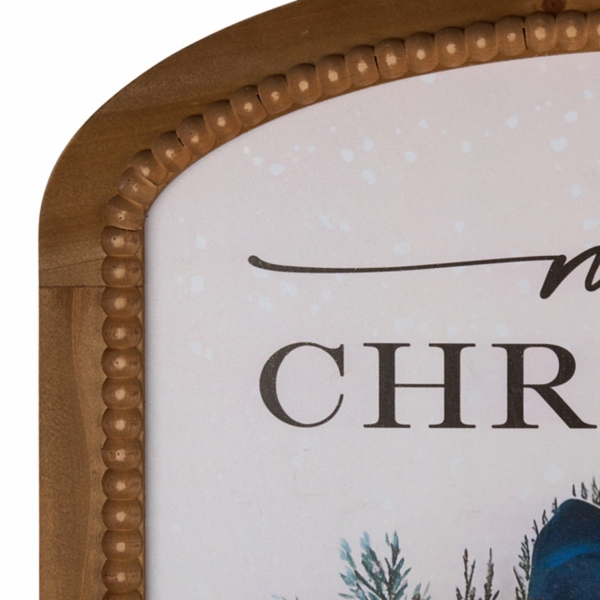 Merry Blue Bow Wreath Framed Canvas Print