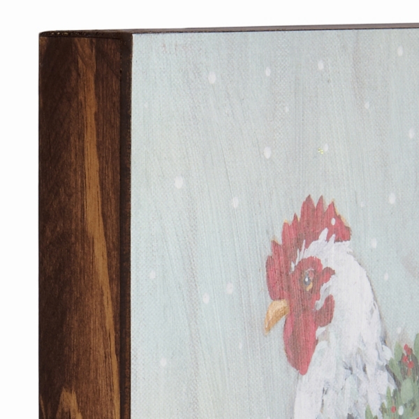 Holiday Hen Wooden Art Print