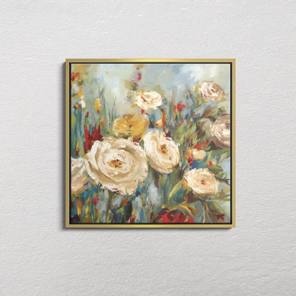 Calico Fields Gold Framed Canvas Art Print, 26x26