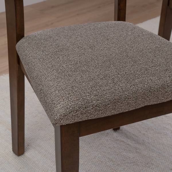 Brown Wood Slatted Back Dining Chairs, Set of 2