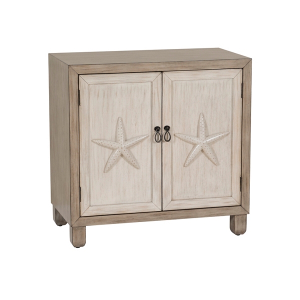 Whitewash Wood 2-Door Starfish Cabinet