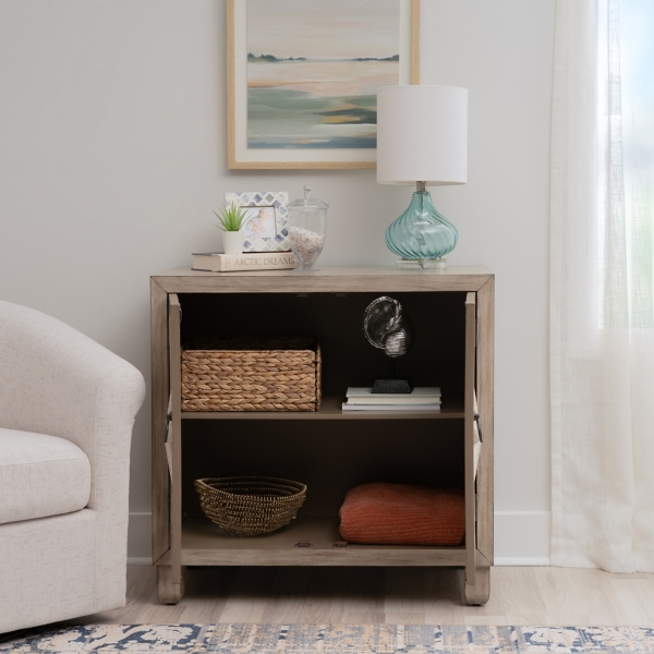 Whitewash Wood 2-Door Starfish Cabinet