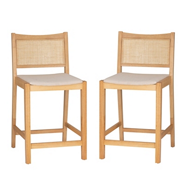 Natural Wood Devin Counter Stools, Set of 2