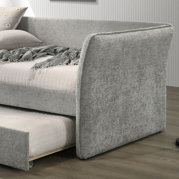 Gray Upholstered Modern Twin Daybed with Trundle