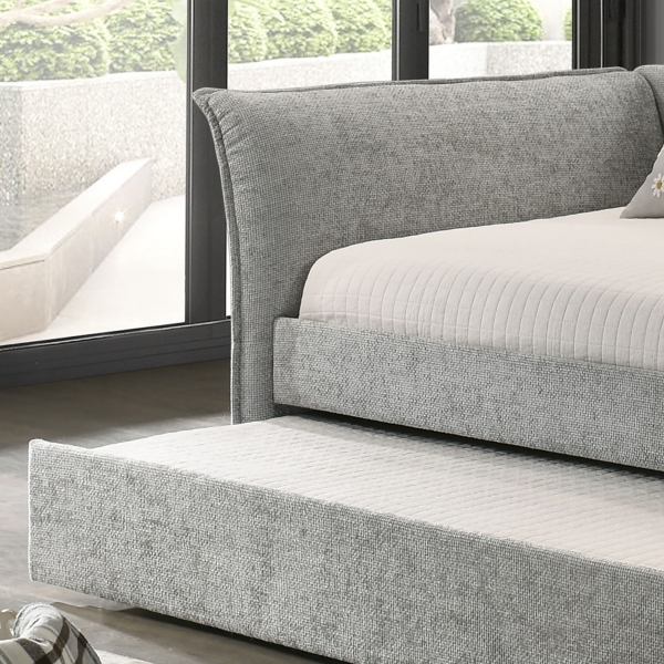 Gray Upholstered Modern Twin Daybed with Trundle