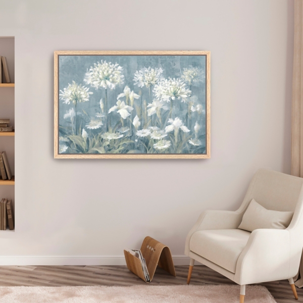 Spring Blossoms II Blue Framed Canvas Print