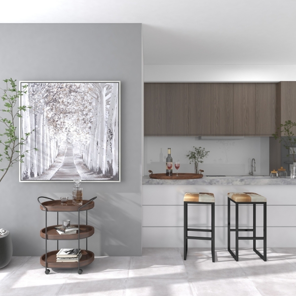 Gray Lined Forest Framed Canvas Art Print