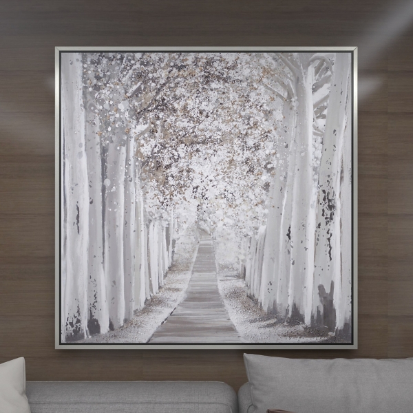 Gray Lined Forest Framed Canvas Art Print