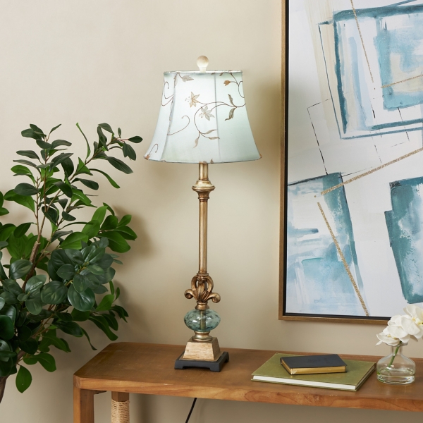 Tuscan Floral Brass Buffet Lamp