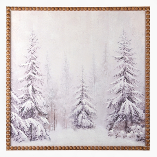Snow Covered Woods Beaded Framed Art Print