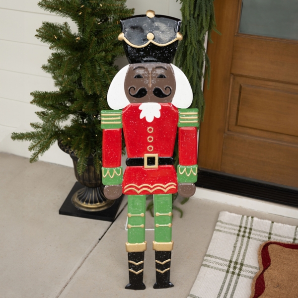 Jolly Nutcracker Metal Outdoor Porch Easel
