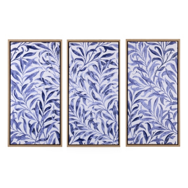 Blue Botanical Framed Canvas Art Prints, Set of 3