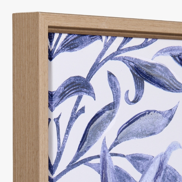 Blue Botanical Framed Canvas Art Prints, Set of 3