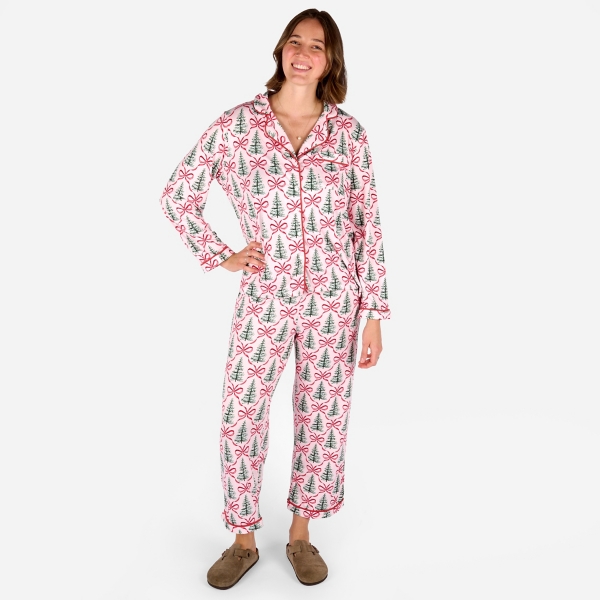 Christmas Bows with Trees Pajama Set