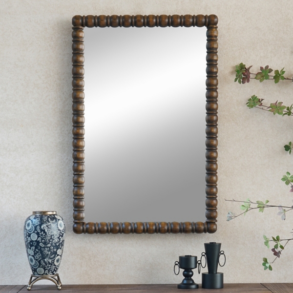 Willow Brown Spindle Pine Wall Mirror