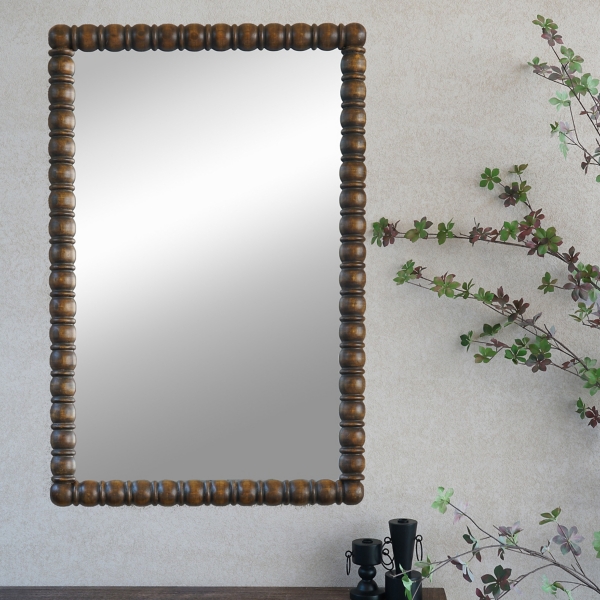 Willow Brown Spindle Pine Wall Mirror