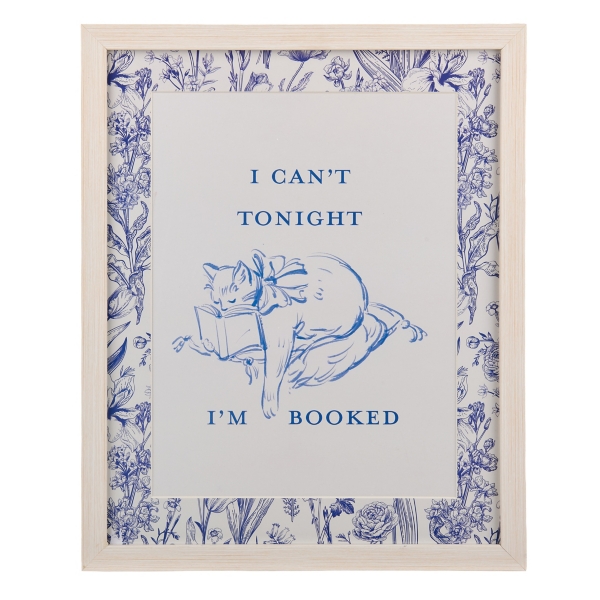 Booked Cat Framed Wall Plaque