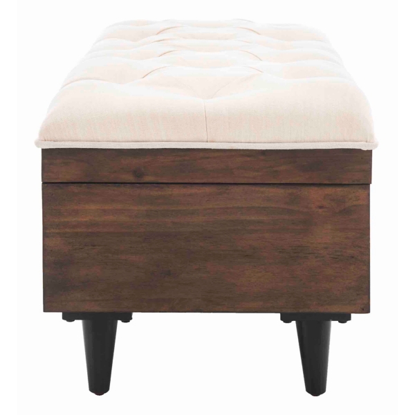 Beige Upholstered Wood Carlien Storage Bench
