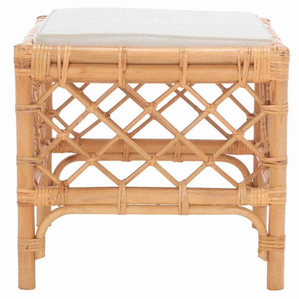 Natural Rattan Upholstered Larroux Ottoman
