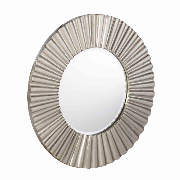 Round Silver May Ribbed Wall Mirror