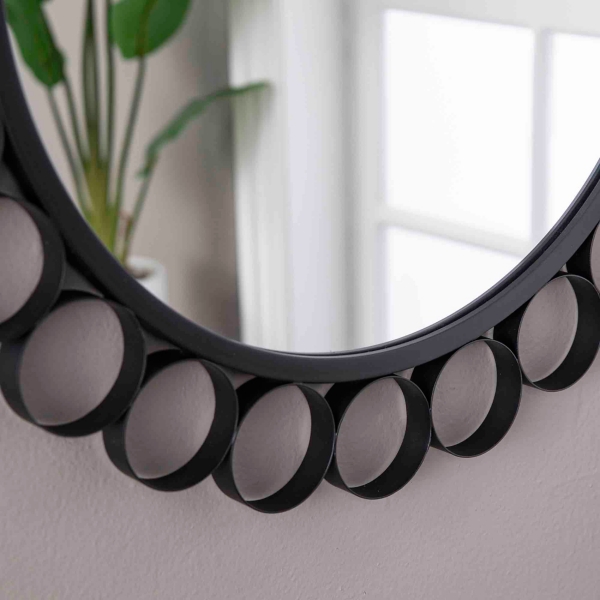 Round Black Metal Rings Mina Wall Mirror