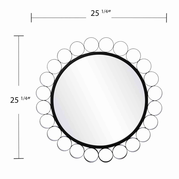 Round Black Metal Rings Mina Wall Mirror