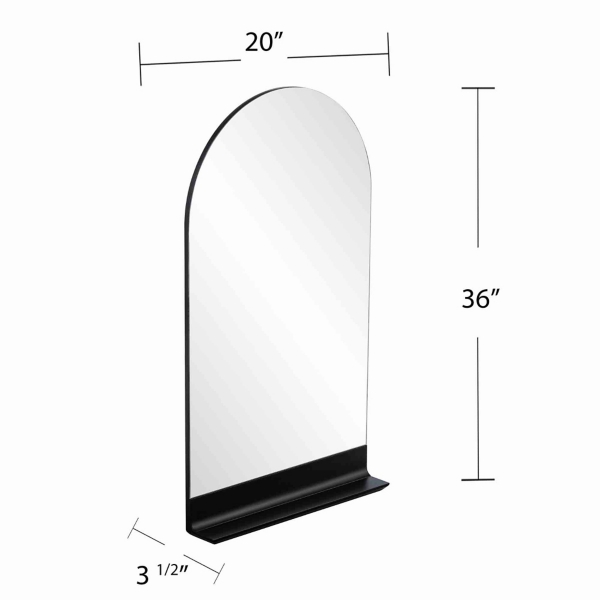 Black Arch Bridget Wall Mirror with Shelf