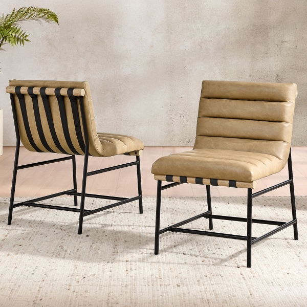 Nicco Sand Faux Leather Dining Chairs, Set of 2