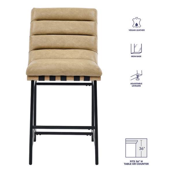 Nicco Sand Faux Leather Counter Stools, Set of 2