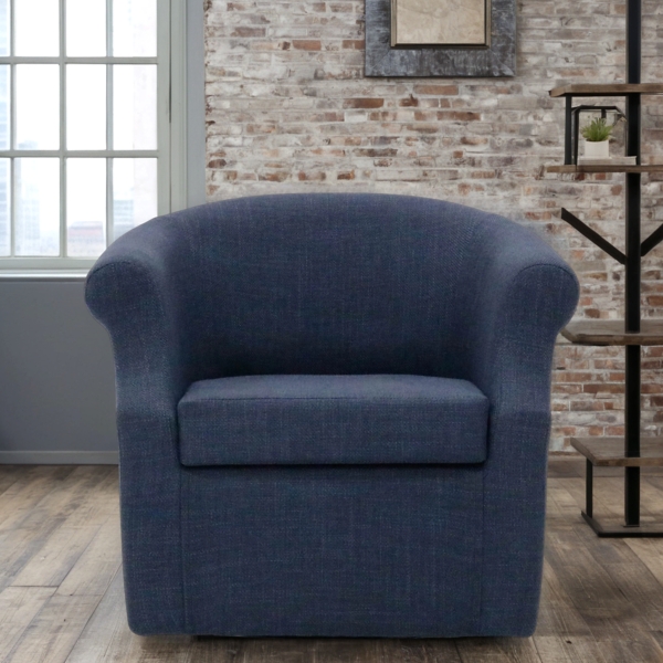 Navy Upholstered Nikole Swivel Accent Chair