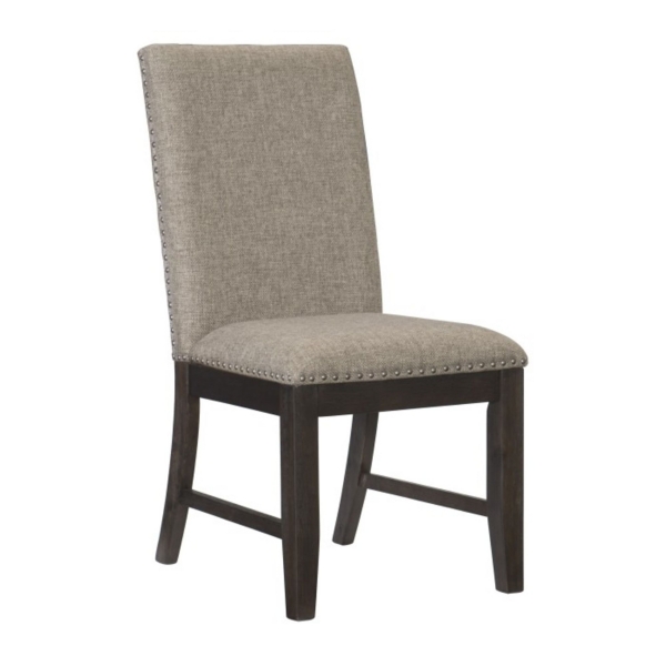 Rustic Brown Wood Upholstered Dining Chair